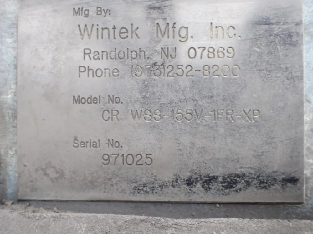 Wintek Vacuum Solvent Recovery System, Model Cr/wss-155/v - Cr/wss-155/v-1fr-xp