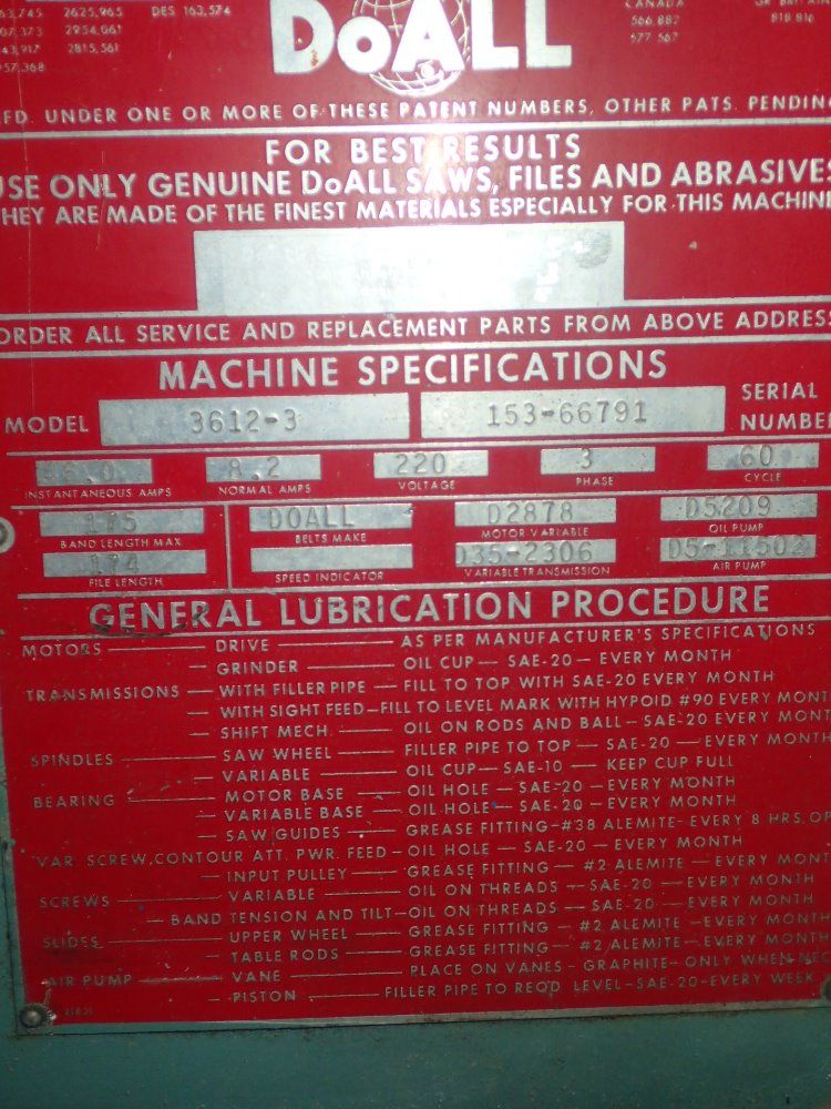 Doall Vertical Bandsaw