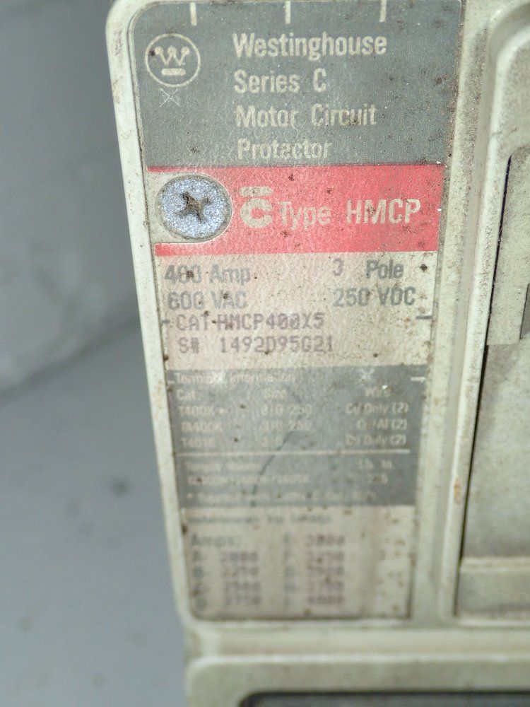 Westinghouse 400a/600v Circuit Breaker - Rncp400x