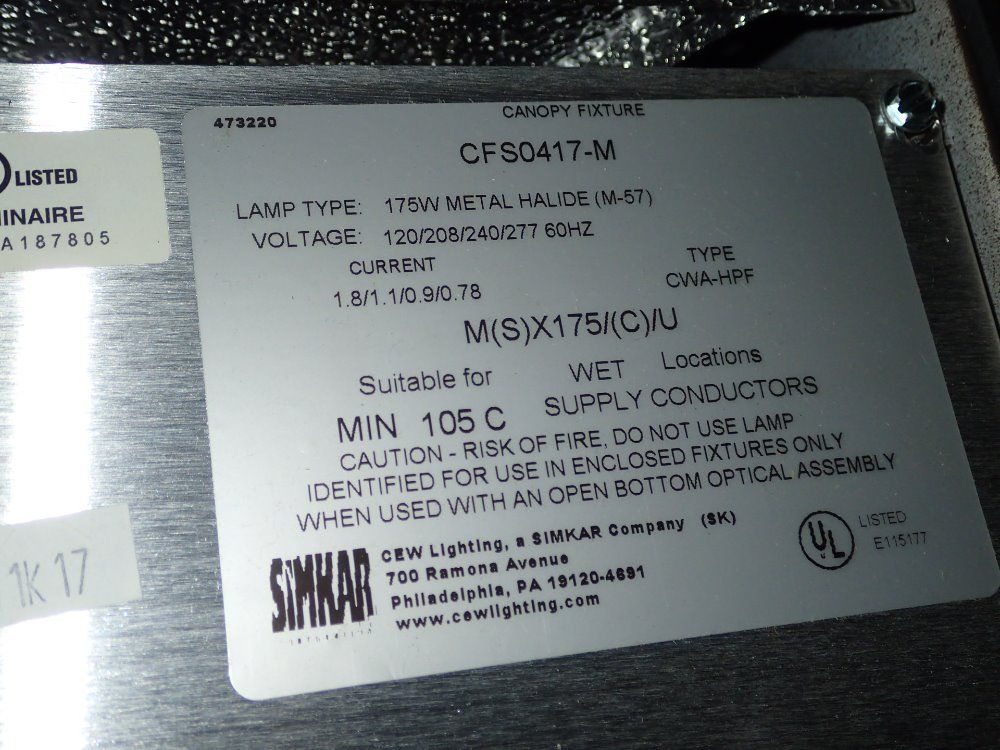 Simkar 175w Light Fixture - Cfs0417-m