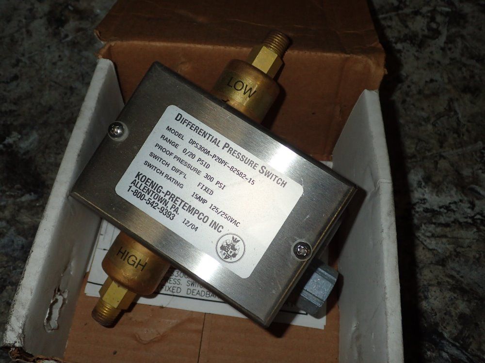 Koenig-pretempco 300psi Differential Pressure Switch - Dps300a-p20pf-82582-15