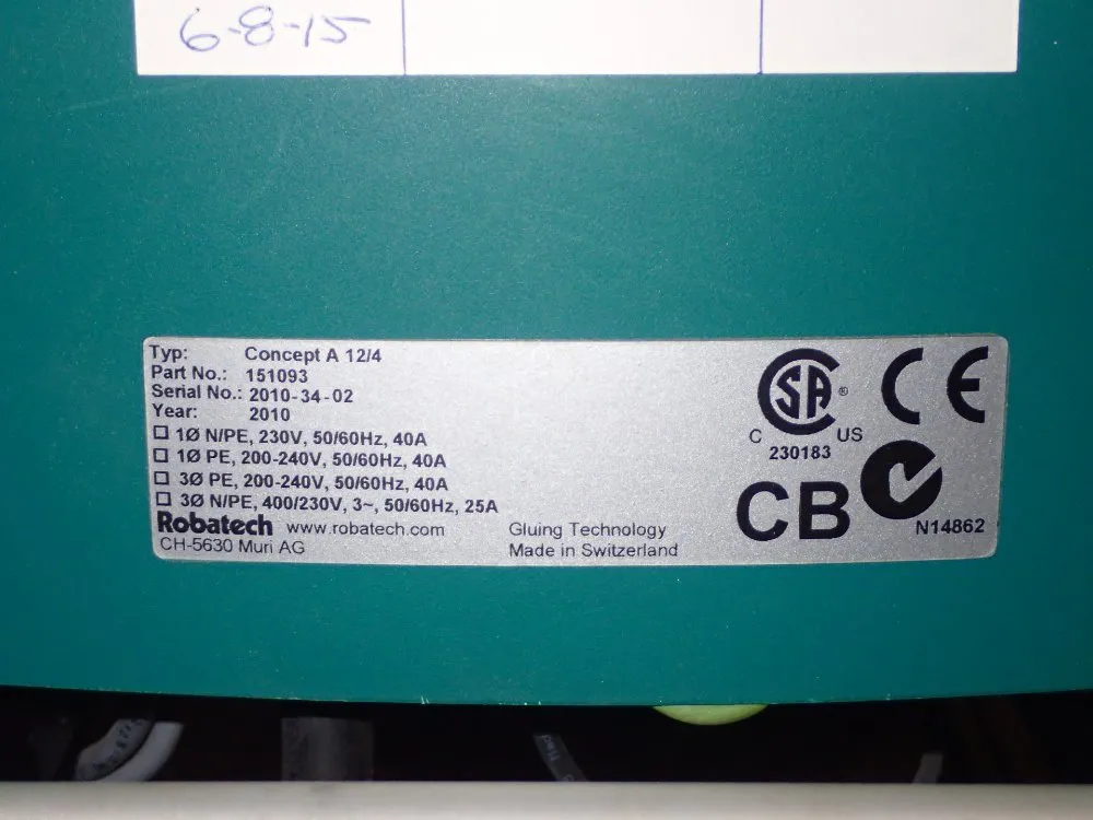 Robatech Hot Melt Gluing Machine