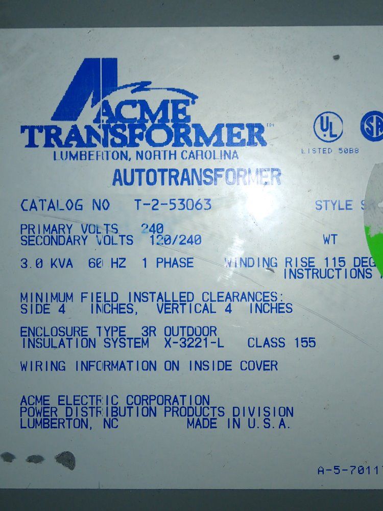 Acme 3.0 Kv Autotransformer