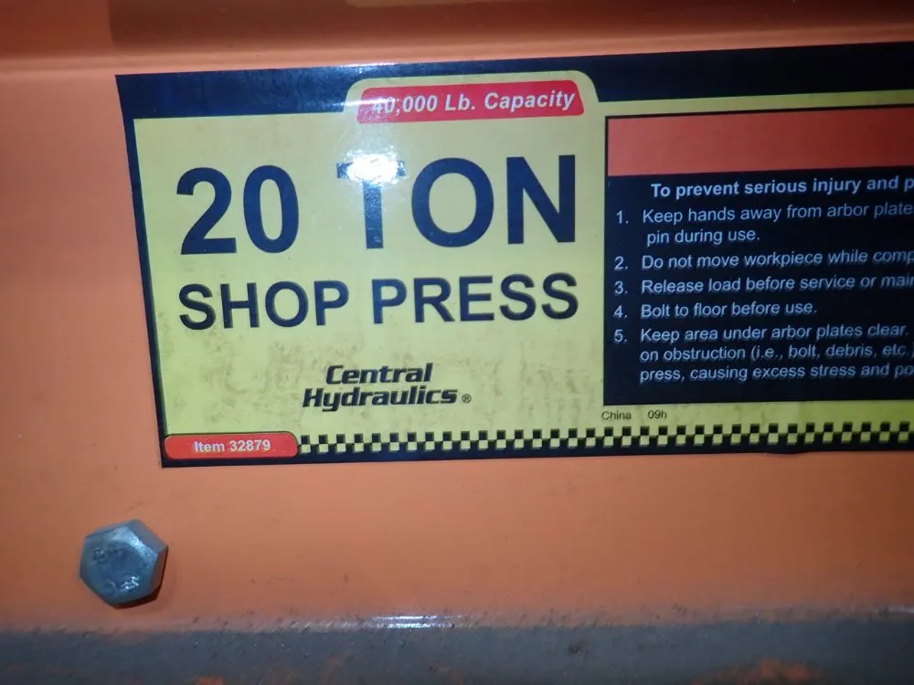 Central Hydraulics H Frame Press