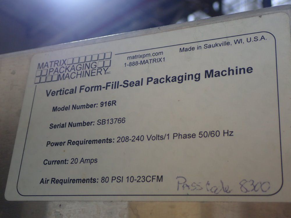 Matrix 916r Vertical Form-fill-seal Packaging Unit - 916r