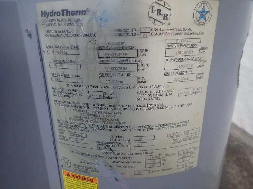 Hydrotherm Natural Gas Boiler