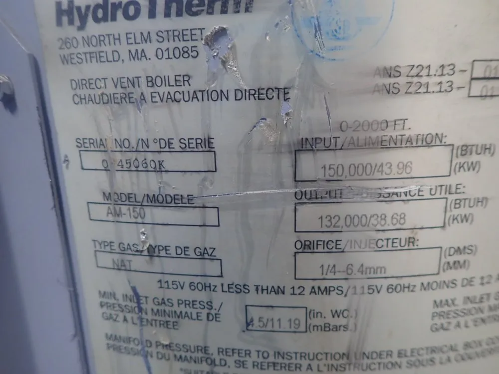 Hydrotherm Natural Gas Boiler