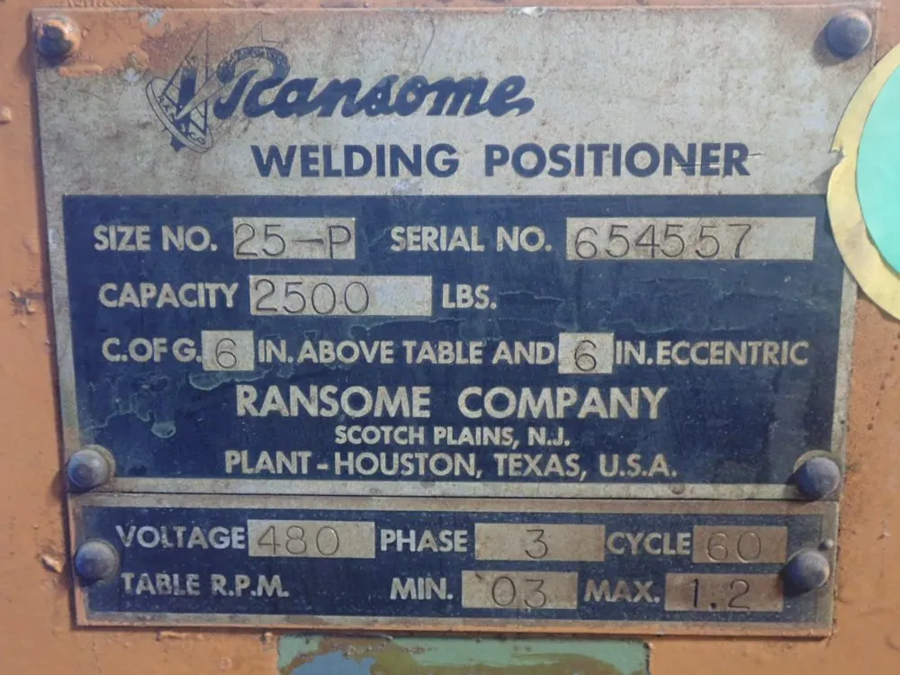 Ransome 2500# 25-p Weld Positioner - 25-p