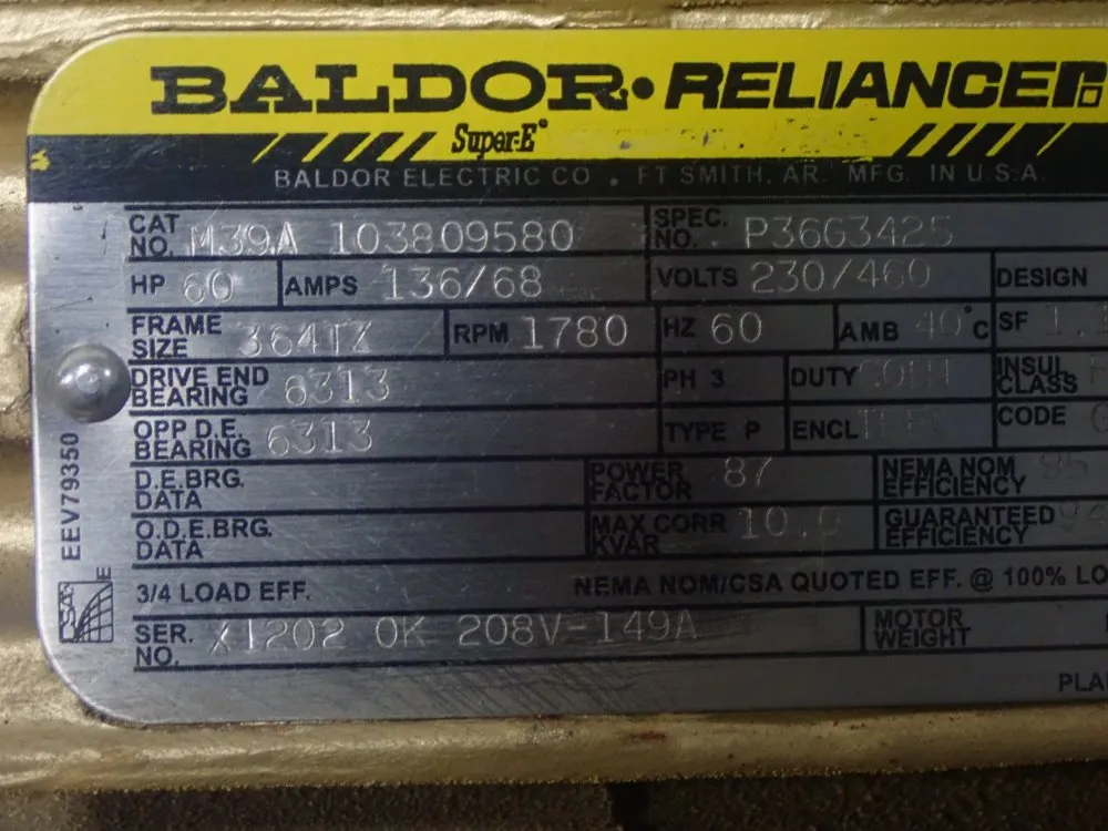 Fives North America 60 Hp 2316b-86501-t60d Blower - 2316b-86501-t60d