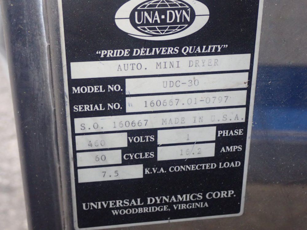 Una-dyn/mann+hummel Udc-30 Hopper Dryer - Udc-30