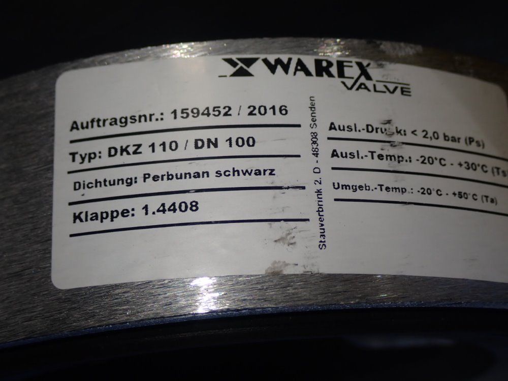 Warex Butterfly Valve W/ Actuator