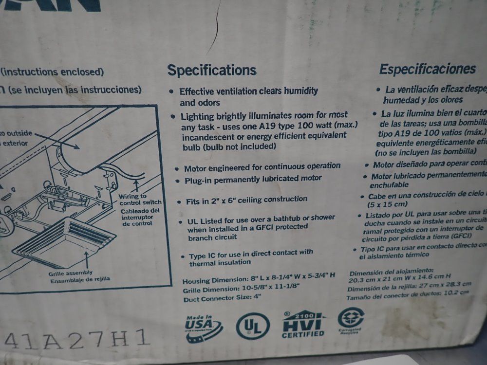 Broan Ventilation Fan/ With Light