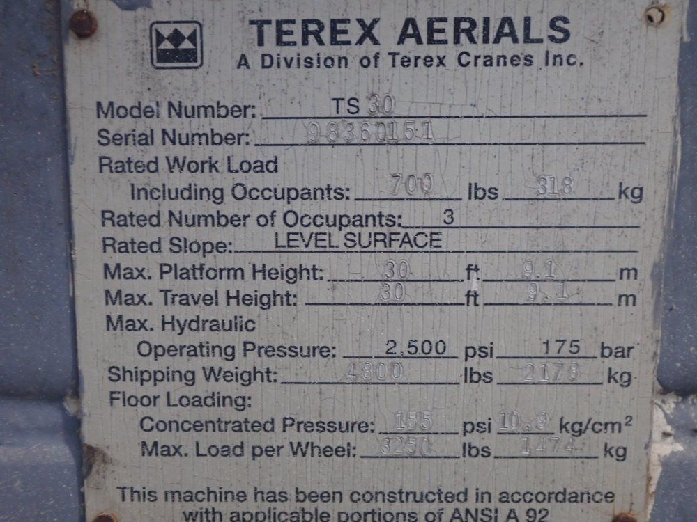 Terex Arials Electric Lift