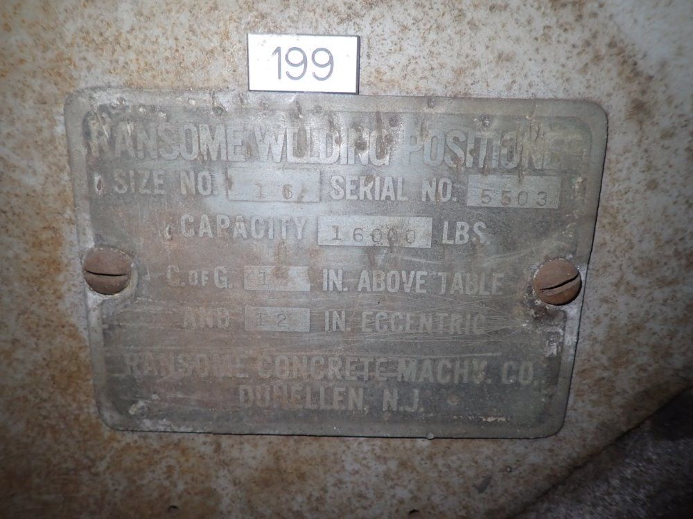 Ransome 74" X 74" 16000# 16 Welding Positioner - 16