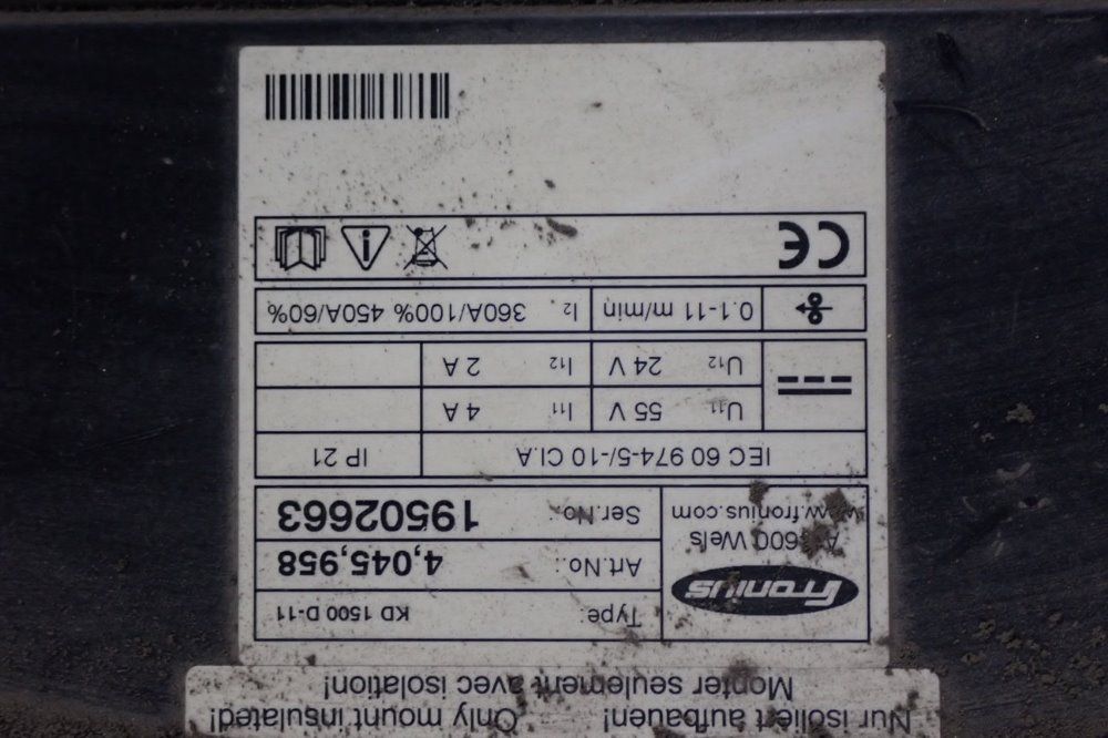 Fronius/jet Line 360a/55v Kd1500d-11 Welder - Kd1500d-11