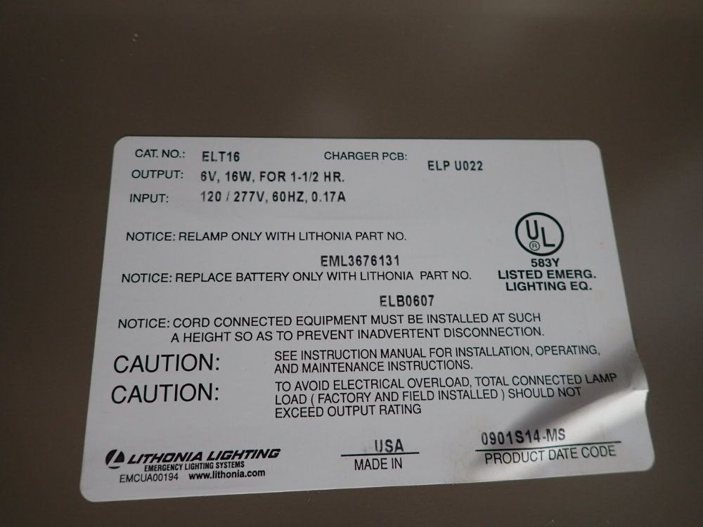 Lethonia Lighting 16 Watts Battery Powered Emergency Lighting Unit - Elt16