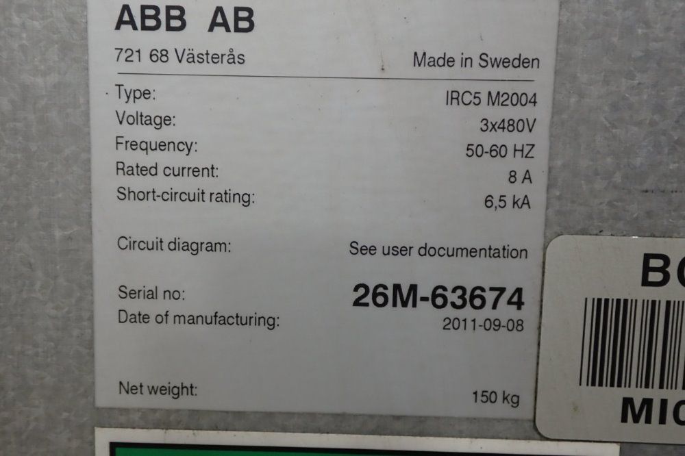 Abb Irc5 M2004 Robot Control - Irc5 M2004