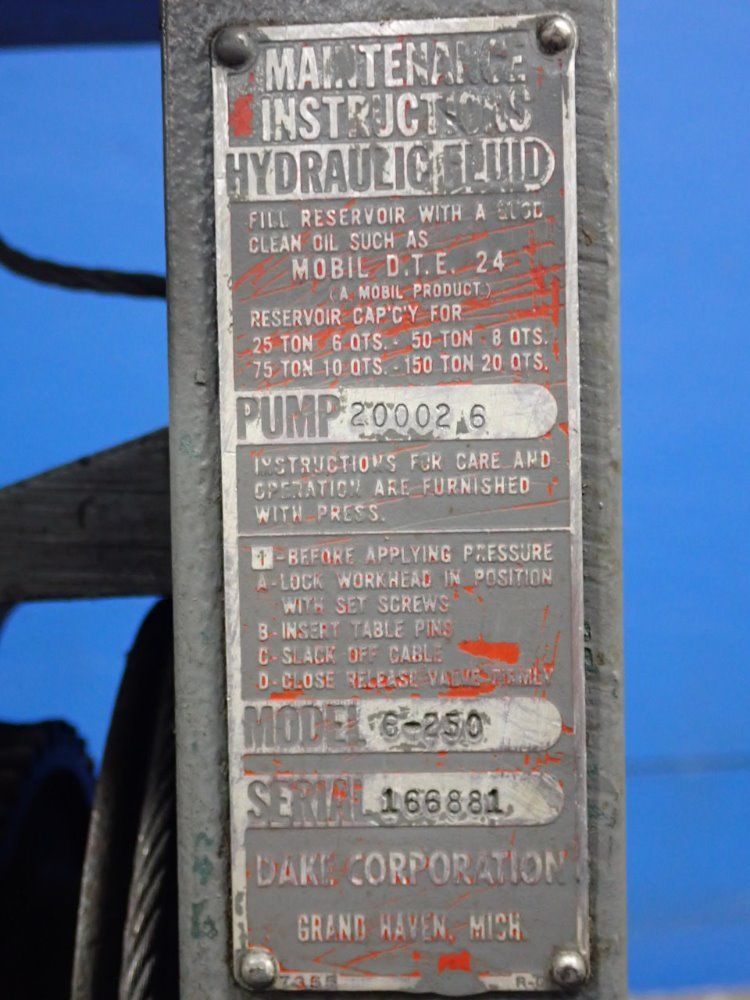 Dake H-frame Hydraulic Press