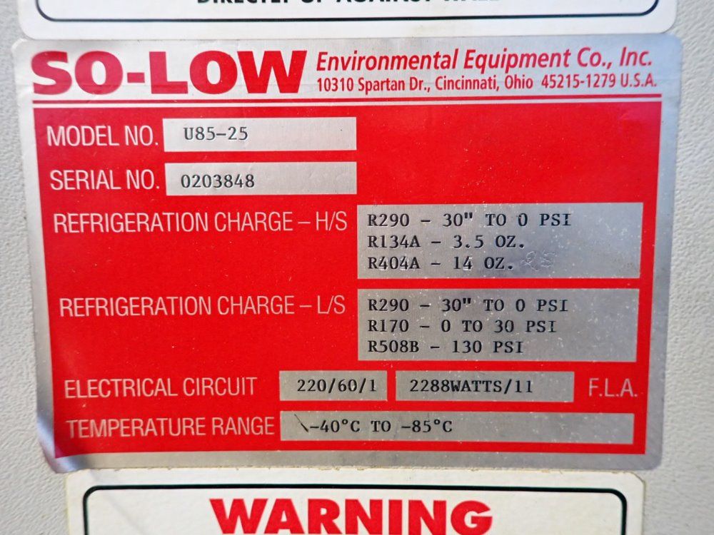 So-low -104f To -185 Freezer - U85-25