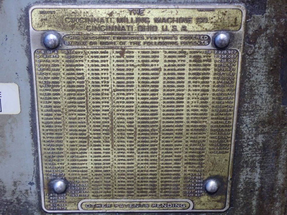 Cincinnati 20-1200rpm, 52"x10" Plate Horizontal Mill - 2mi