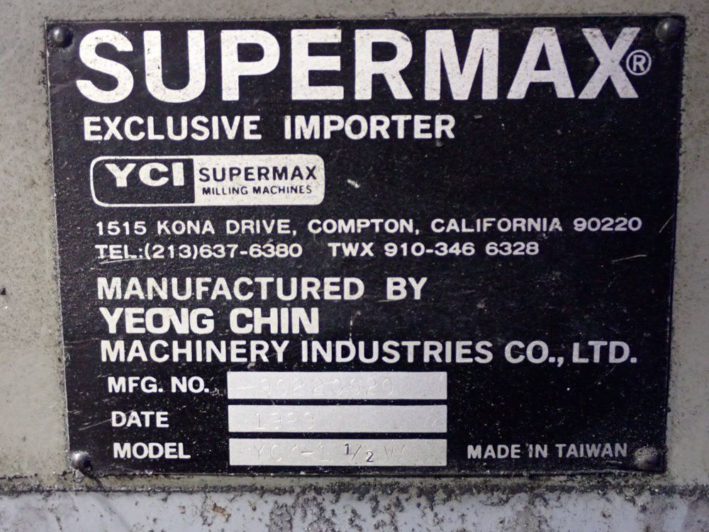 Supermax 9" X 42" Table Yc-1 1/2 V Vertical Mill - Yc-1 1/2 V
