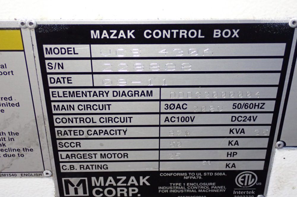 Mazak 35" X 17" Vcs 430a Cnc Vmc - Vcs 430a