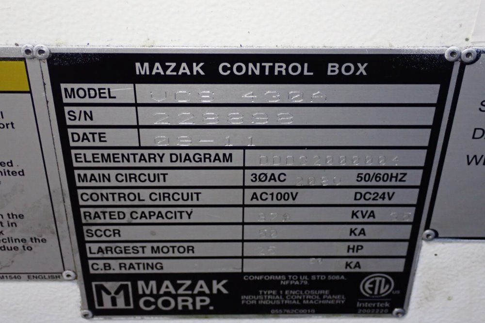 Mazak 35" X 17" Vcs 430a Cnc Vmc - Vcs 430a