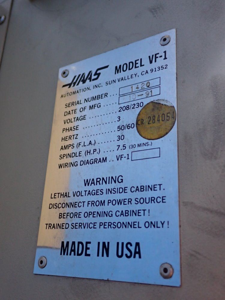 Haas 26" X 14" Vf-1 Cnc Vmc - Vf-1