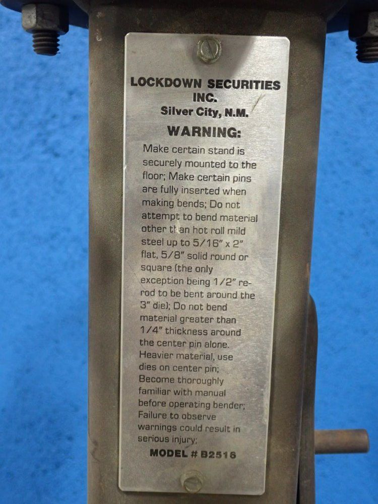 Lockdown Securities Inc. Hot Roll Mild Steel 1/4" Thickness, 5/16"x2" Flat Scroll Bender - B2516