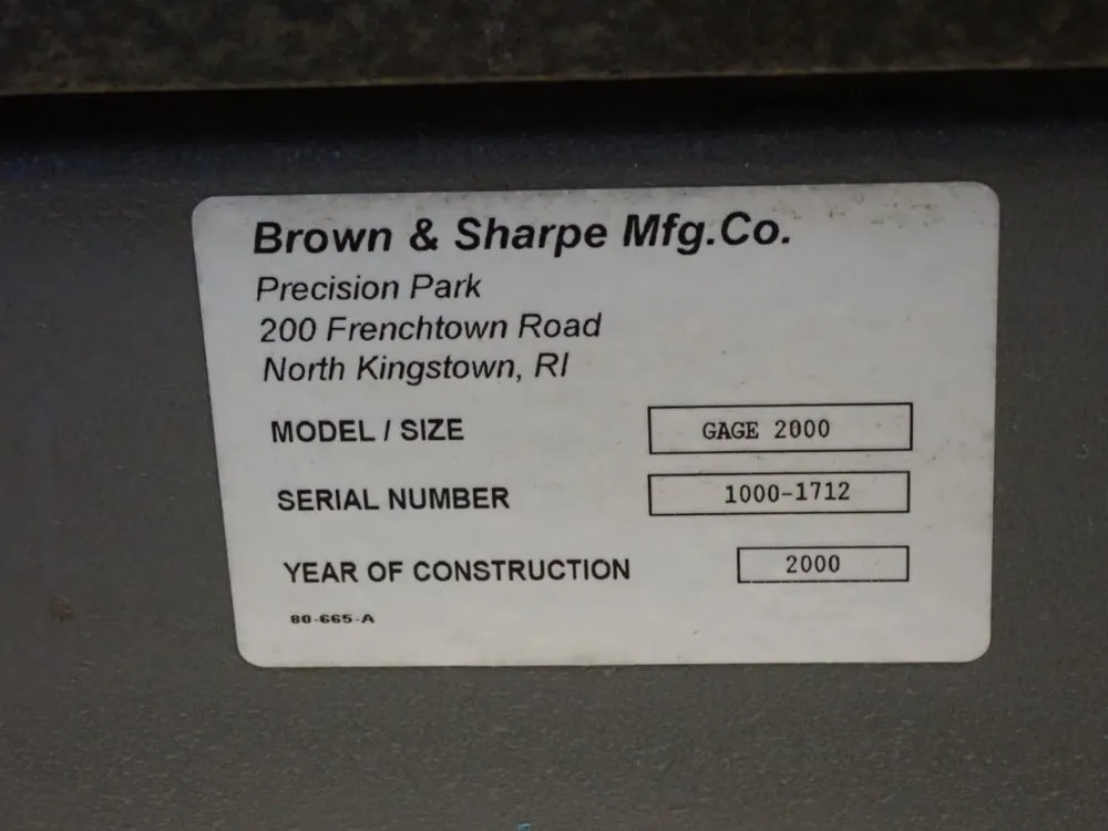 Browne & Sharpe 18" X 20" X 16" 3d Measurement Station - Gage 2000r