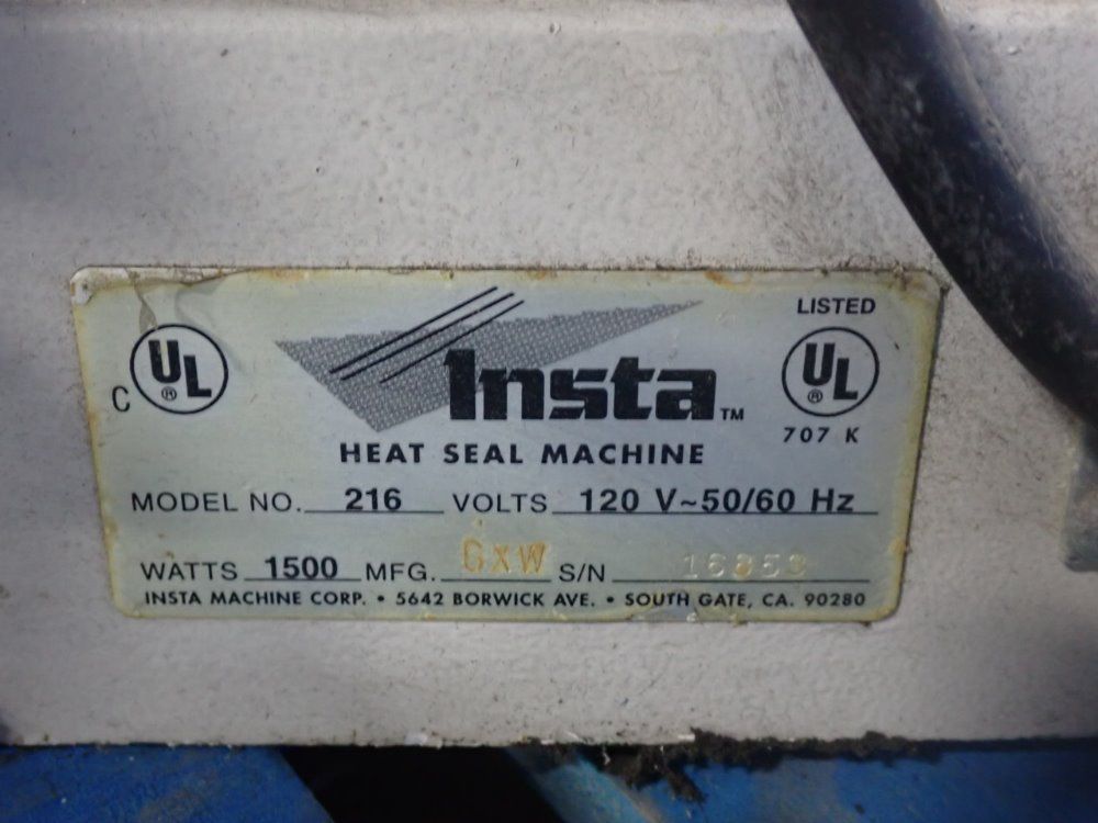 Insta Machine Corp. Table: 16"x15 1/2" Heat Seal Machine - 216