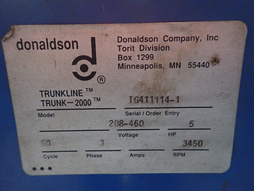 Torit 890cfm Dust Collector - Trunkline Trunk 2000