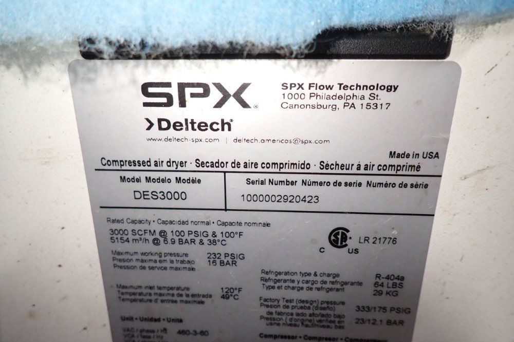 Deltech Compressed Air Dryer - Des 3000