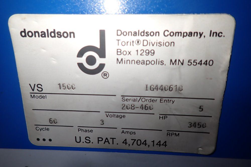 Torit 5 Hp Vs 1500 Dust Collector - Vs 1500