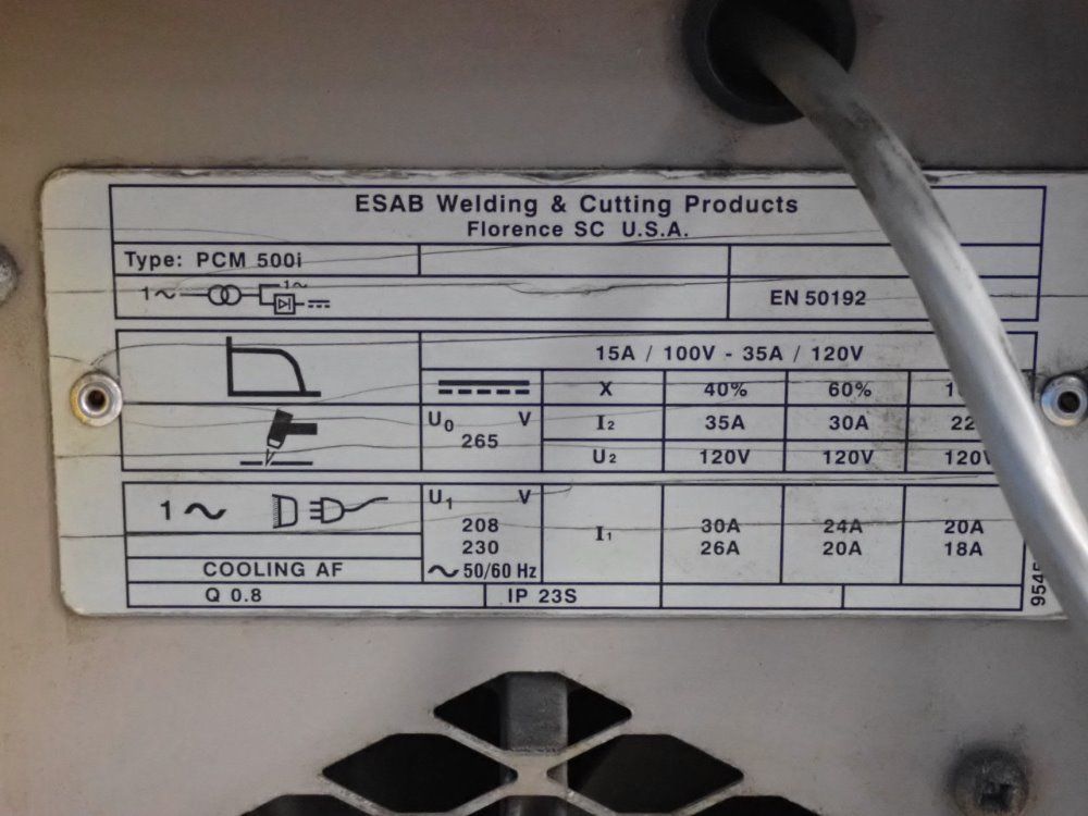 Esab 275cfh @ 80-100psig Plasma Cutting Torch - Pcm-500i