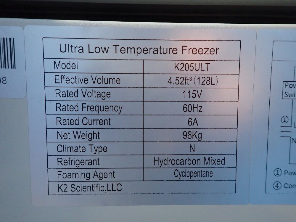K2 Scientific Llc -86Â° C Ultra Low Temperature Freezer - K205ult