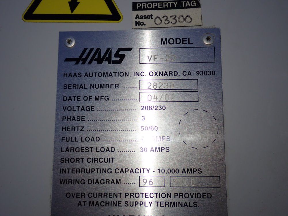 Haas 2002 Haas Vf2d Cnc Vmc