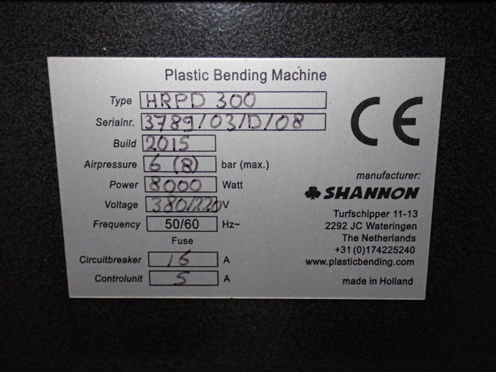 Shannon Plastic Bending Machine