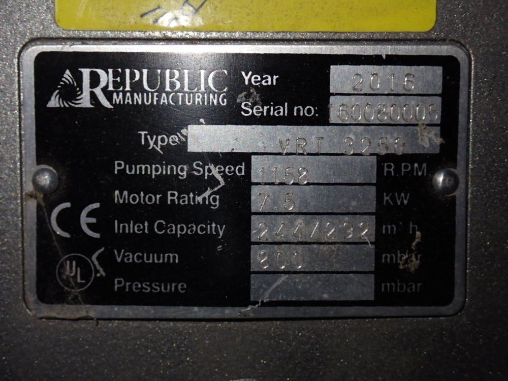 Republic 10 Hp 2016 Republic Vrt 3250 Vacuum Pump - Vrt 3250