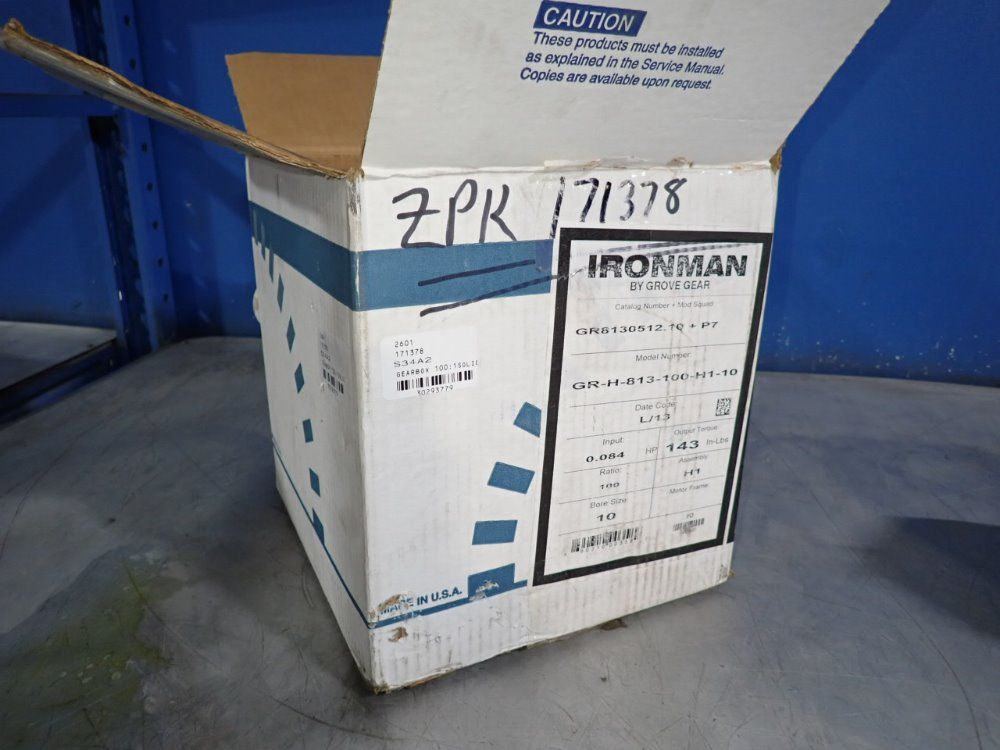 Grove Gear 100:1 Ratio Gear Reducer - Gr-h-813-100-h1-10