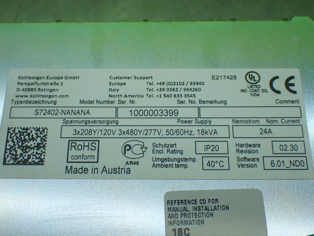 Kollmorgen S72402-nanana Servo Drive. - S72402-nanana