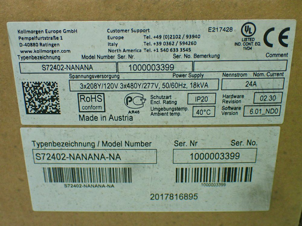 Kollmorgen S72402-nanana Servo Drive. - S72402-nanana