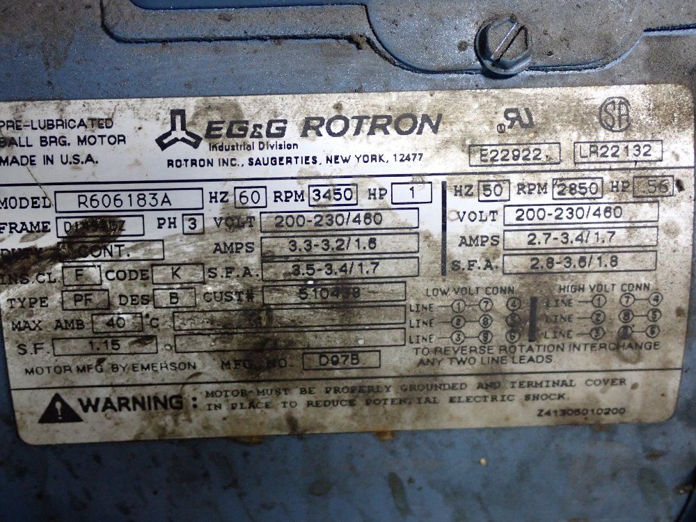 Eg&g 1 Hp Blower - Dr404al72m