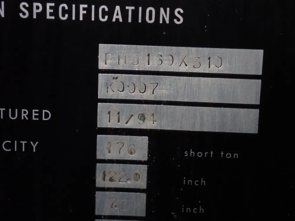 Komatsu 122" X 176 Ton 1994 Komatsu Phs 160x310 Press Brake - Phs 160x310