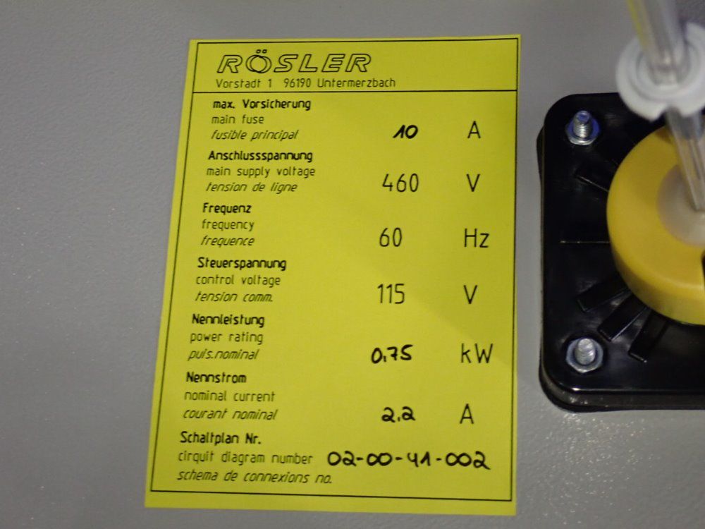 Rosler Control Cabinet