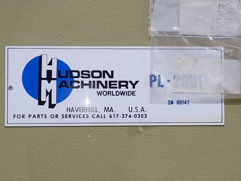 Hudson Machinerysecom 1987 Hudson Machinerysecom Pl2001 Embossing Machine