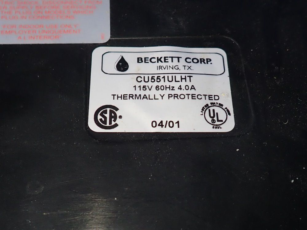 Beckett Corp 1/4 Hp Condensate Pump - Cu551ulht