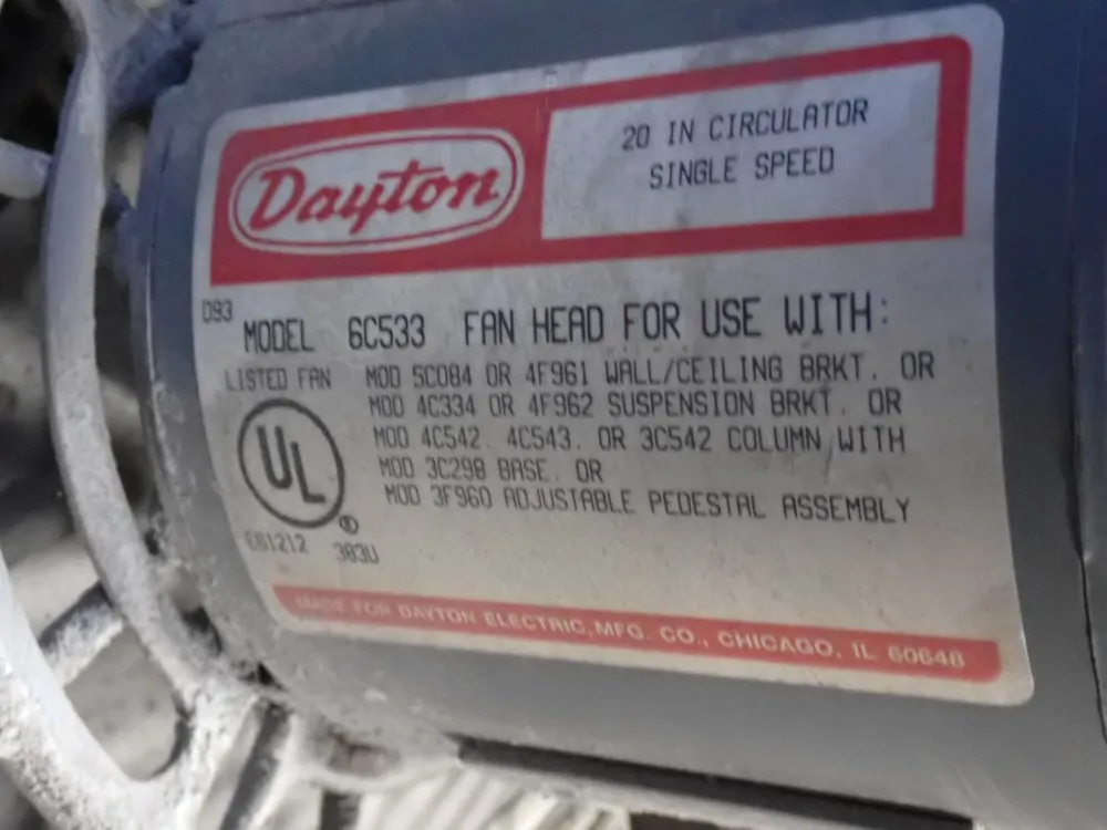 Dayton Electric 20" Circulator Fan Head - 6c533