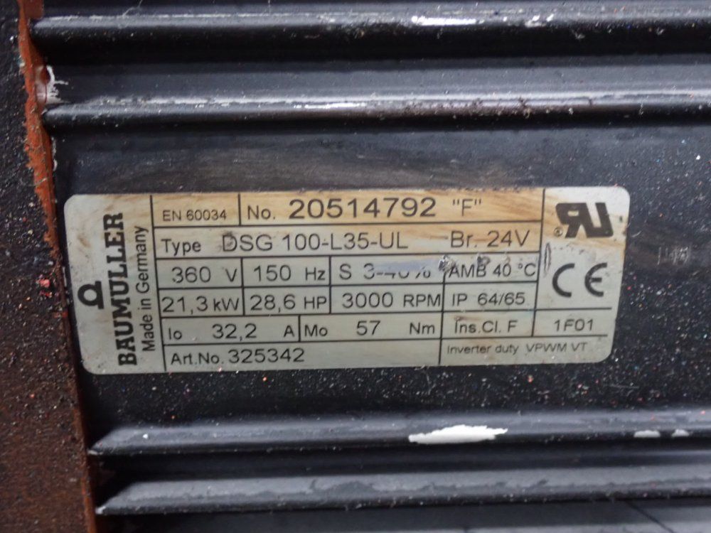 Baumuller 21.3 Kw Servo Motor - Dsg 100-l35-ul