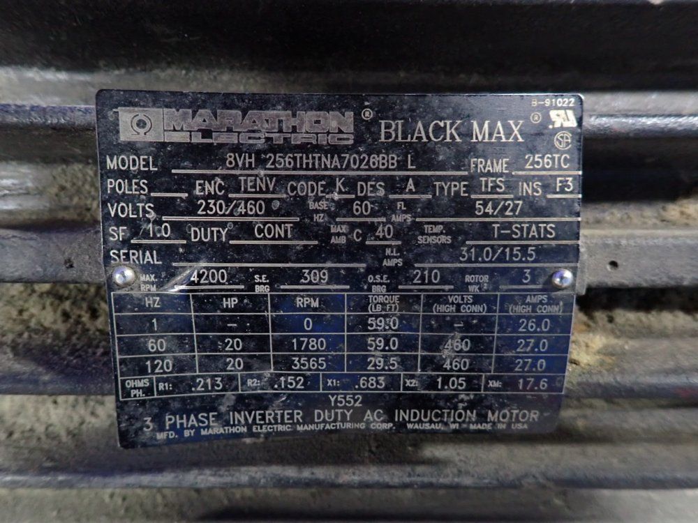 Marathon 20 Hp Motor - 8vh256thtna7026bbl